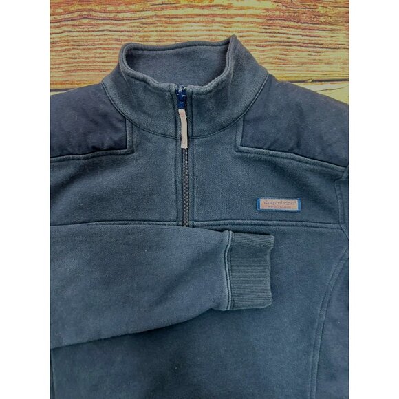 Vineyard Vines Mens Navy Cotton Quarter-Zip Jacket Medium - Picture 3 of 6